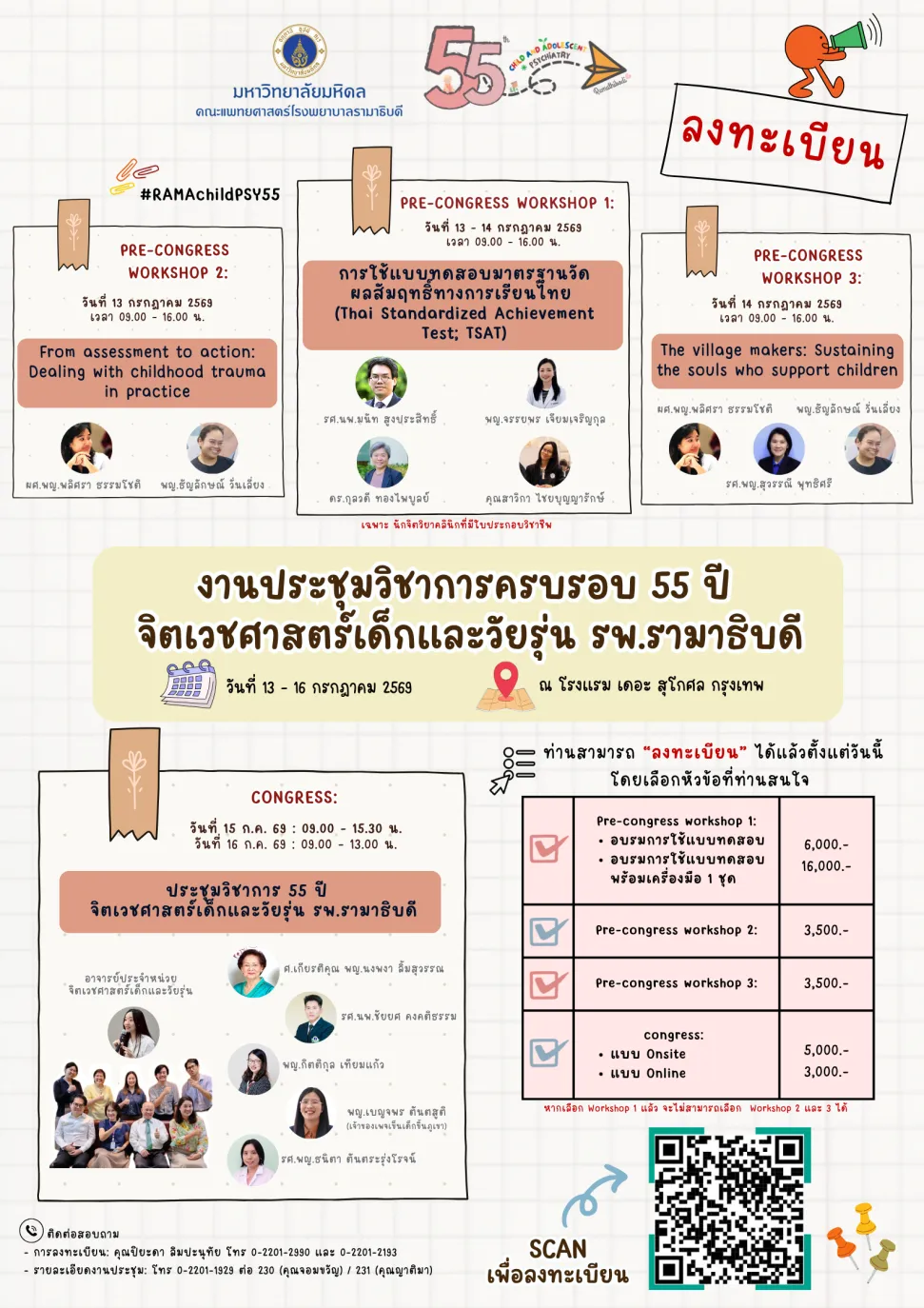 การอบรบเชิงปฏิบัติการครบรอบ 55 ปี สาขาจิตเวชศาสตร์เด็กและวัยรุ่น