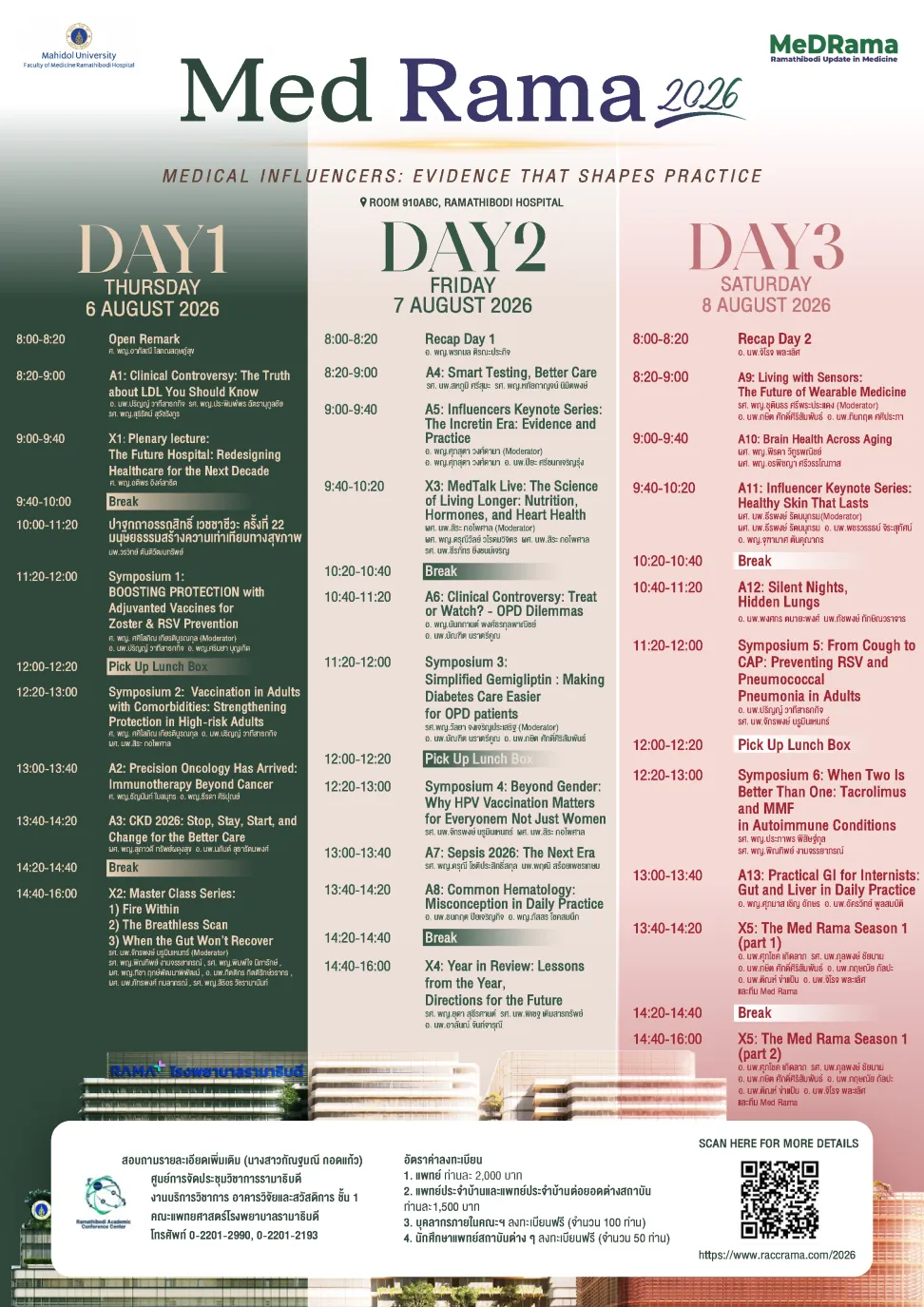 โครงการจัดประชุมวิชาการ MED RAMA 2026 เรื่อง “Medical Influencers: Evidence That Shapes Practice”